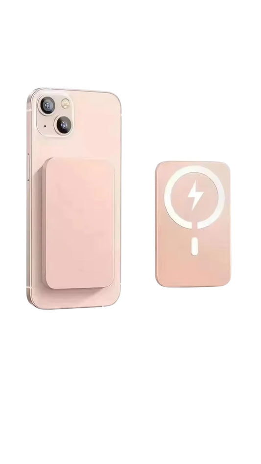 Batterie externe sans fil rose